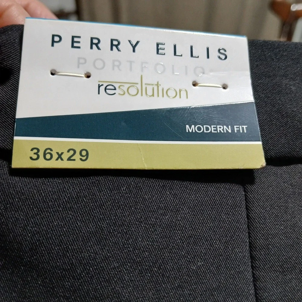 Perry Ellis Portfolio ResolutionModern Fit Black DressPantsMens36x29 4WayStretch